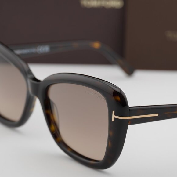 Tom Ford FT1008 52F Maeve Butterfly Sunglasses - Dark Havana/Brown - Picture 8 of 9